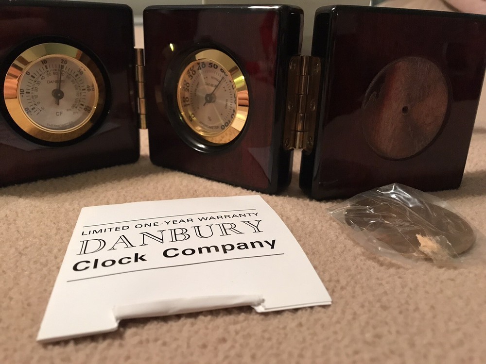 VINTAGE NEW! DANBURY MULTI-FUNCTION CLOCK THERMOMETER & HYGROMETER ENGRAVABLE