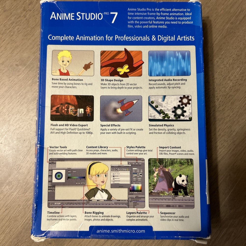 Anime Studio 7 Pro MAC CD design cartoons animations 3D models SEALED BOX Smith