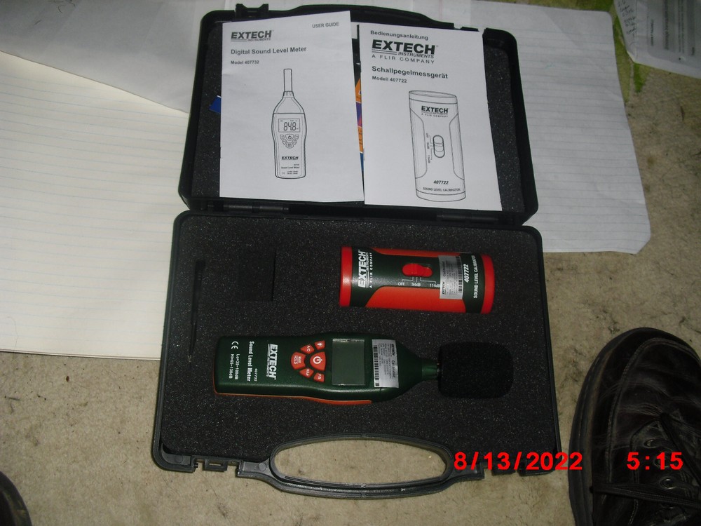 Extech 407732-KIT Low/High Range Sound Level Meter Kit, clean, complete