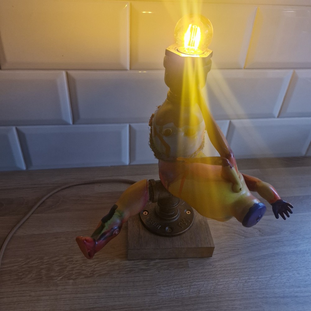 Steampunk Creepy Painted Doll Table Lamp
