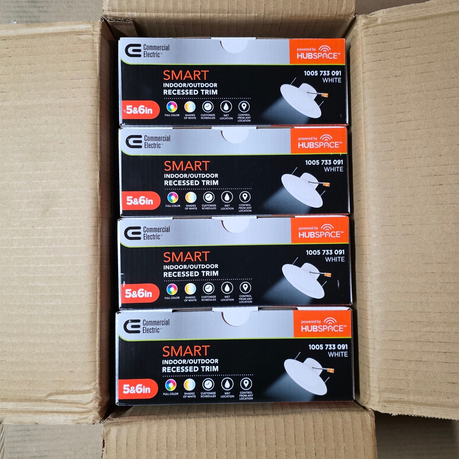 4 pk Commercial Electric Smart 5/6 in LED Recessed Trim White 538561010 Hubspace