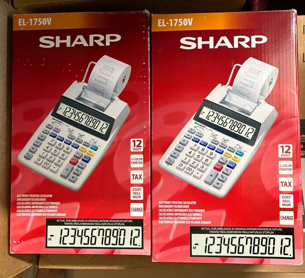 Sharp SH-EL1750V Printing Calculator 12-Digit Cost Sell Margin Tax Black/Red
