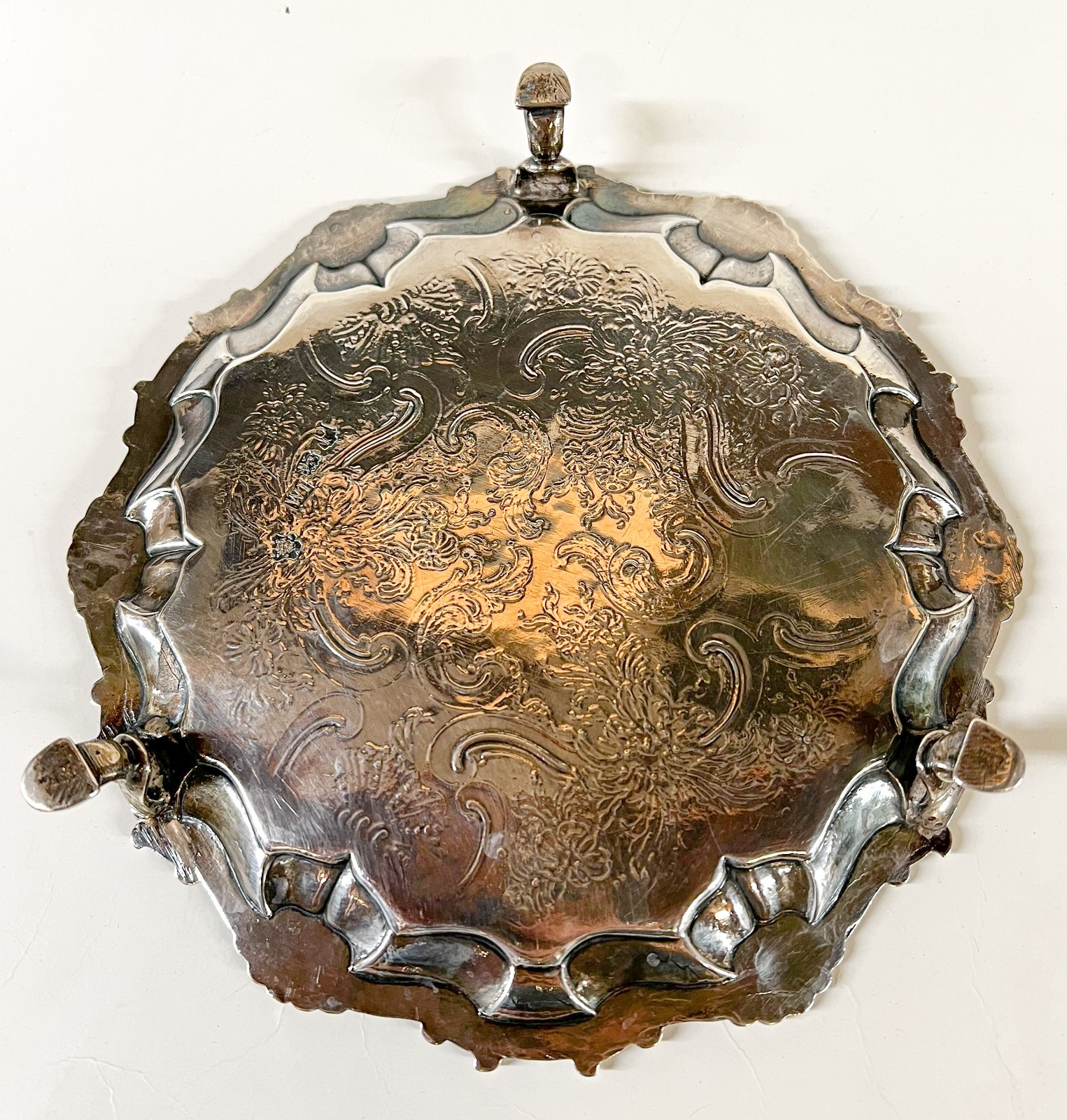 George II Sterling Silver footed Salver William Justis 1750