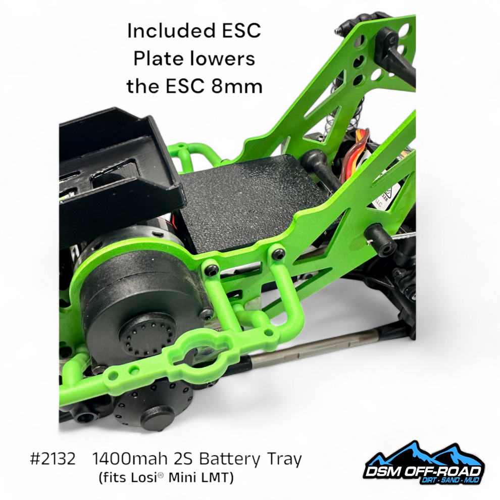 1400mah 2S Battery Tray (Fits Losi® Mini LMT) Works with stock 810mah 2s Lipo