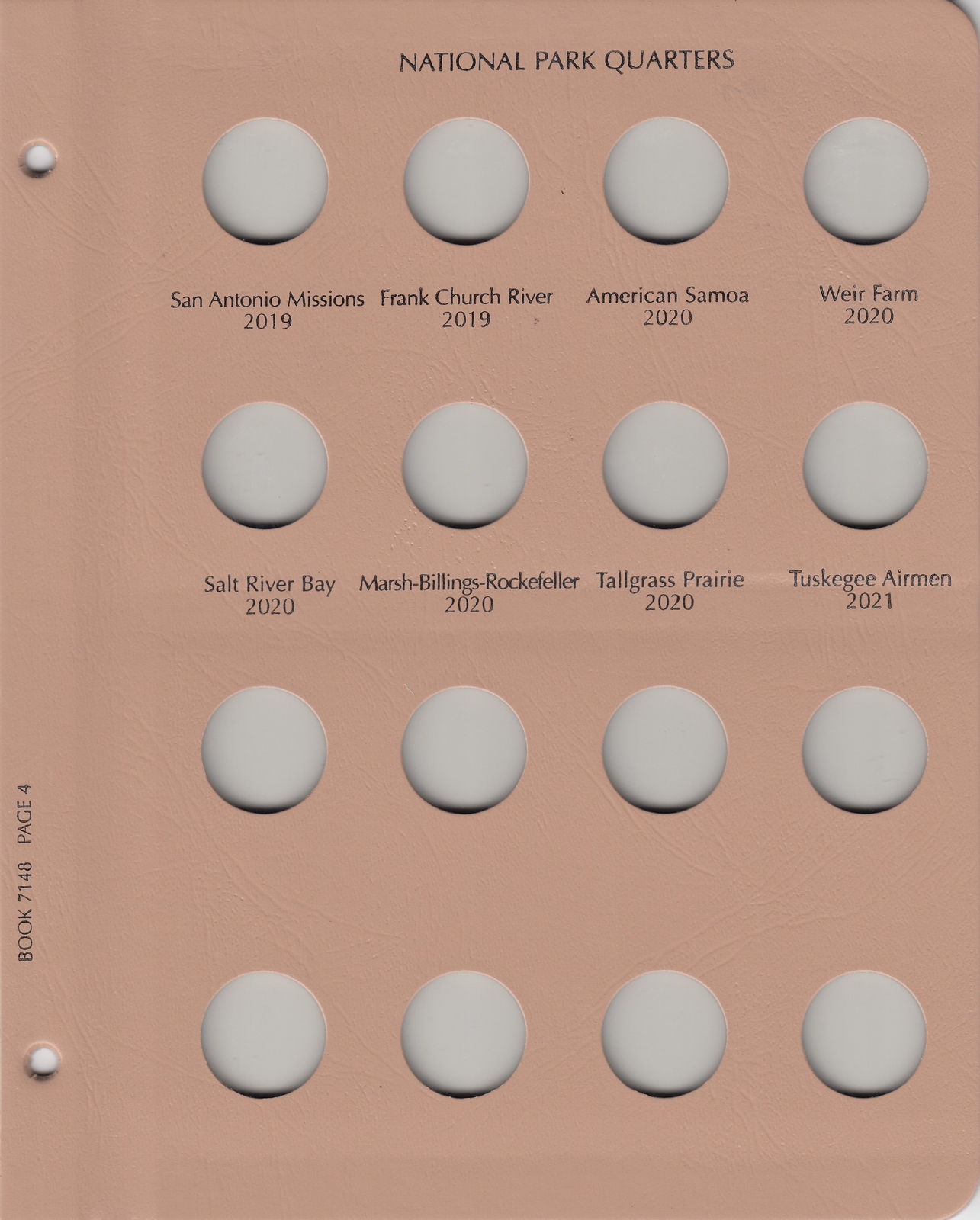 Dansco 7148 Coin Album For US National Parks Quarters Date Set 2010-2021