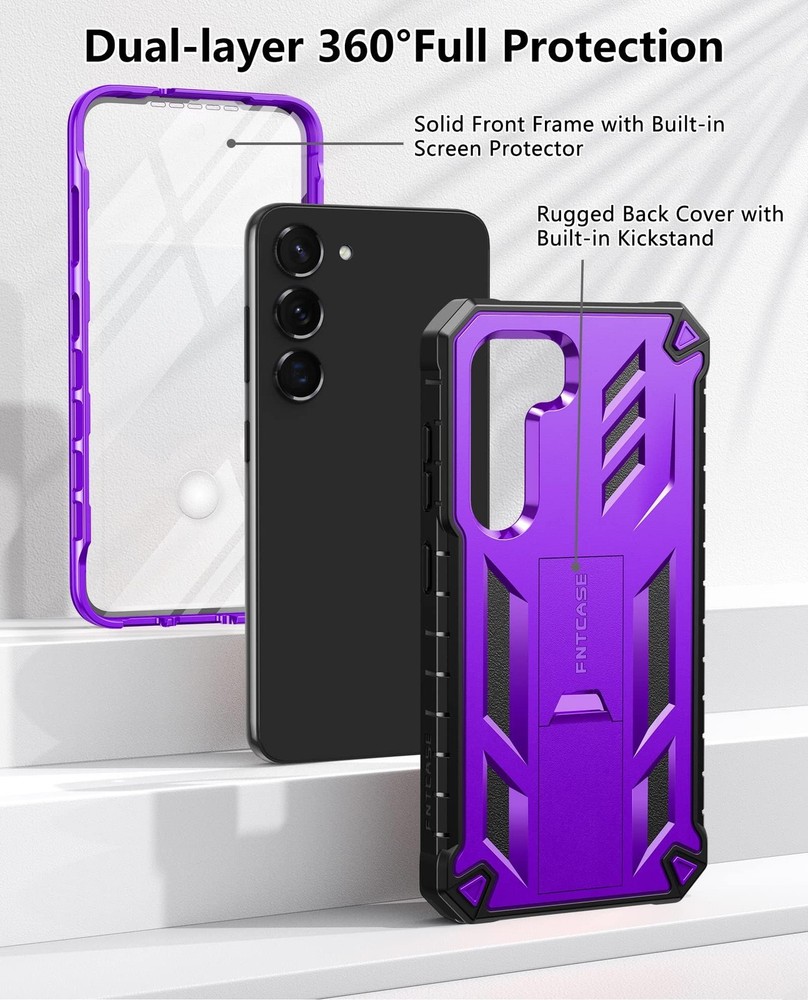 FNTCASE Samsung Galaxy S23 Case Dual-Layer Rugged Shockproof with Screen Protect