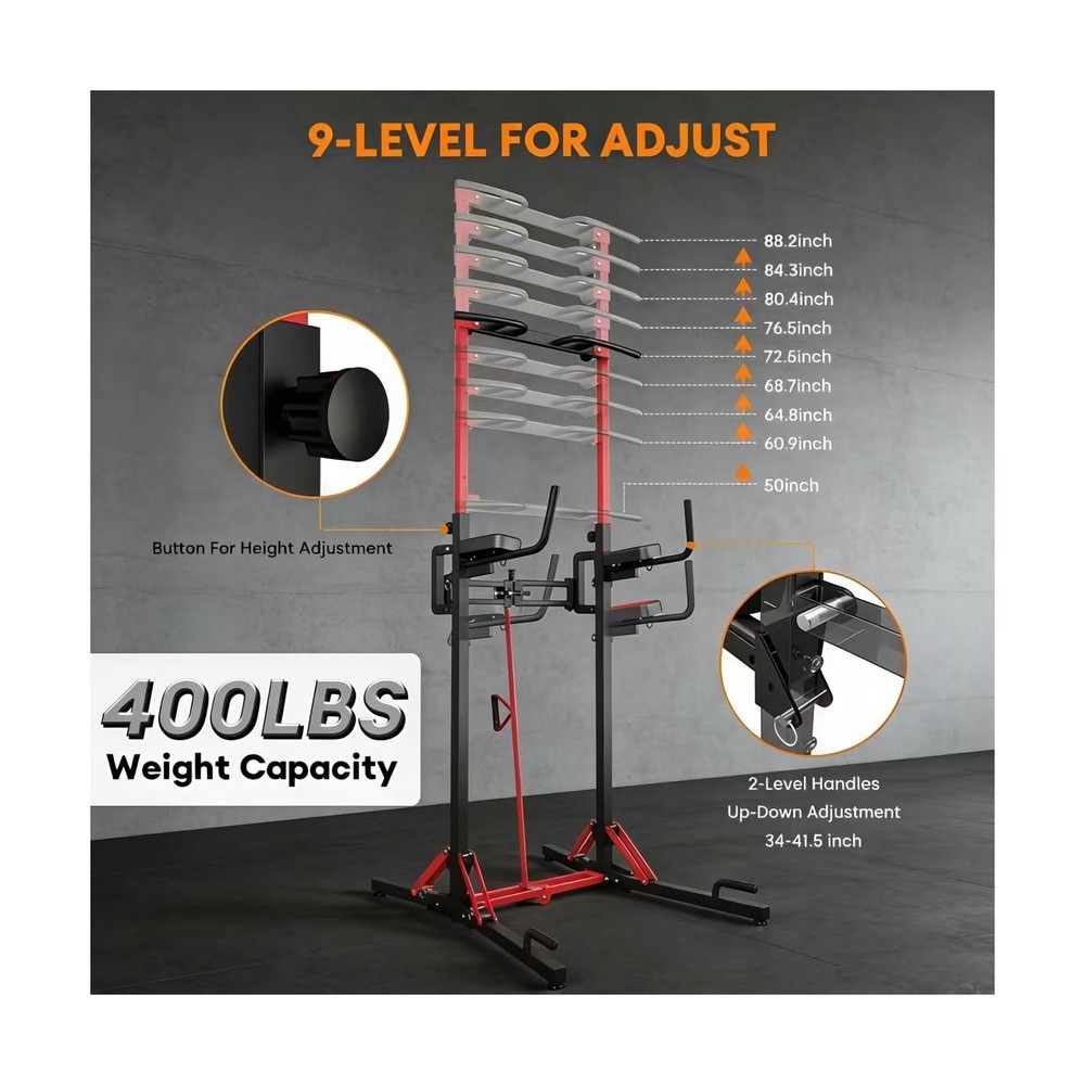 ONETWOFIT Foldable Power Tower Pull Up Bar Station, Multi-Function Adjustable...
