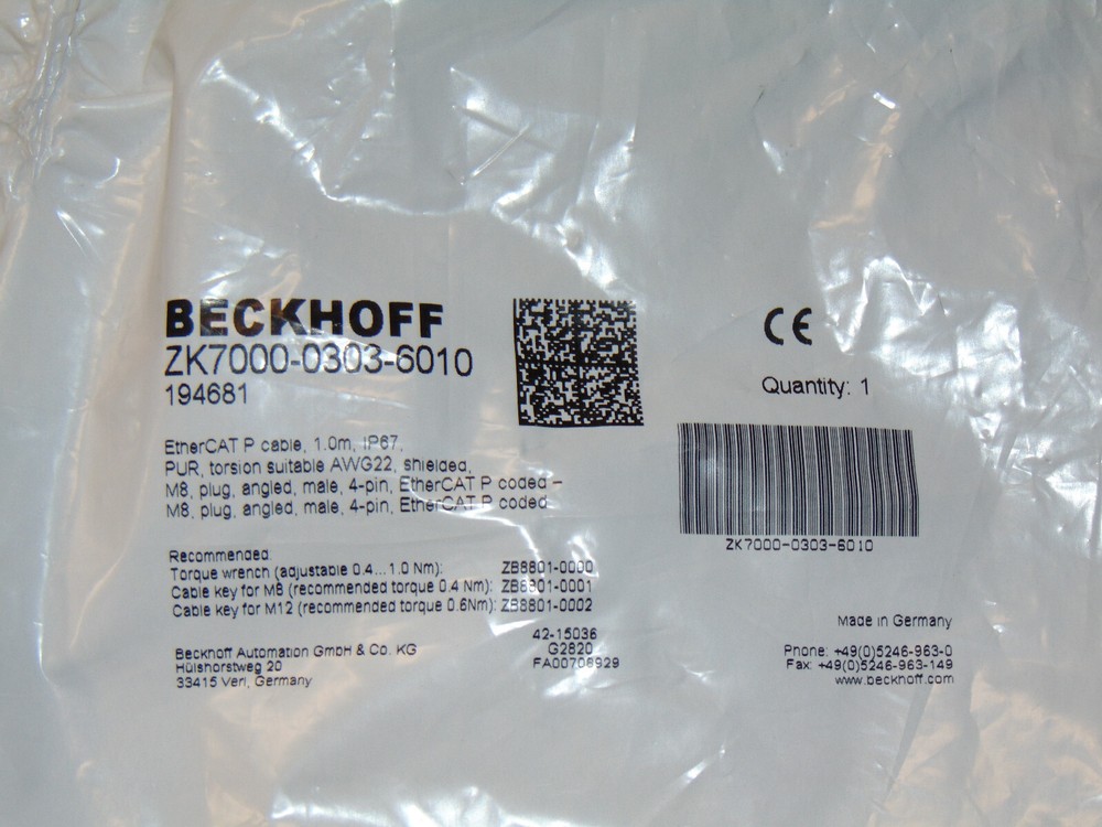NEW Beckhoff 2K7000-0303-6010 EtherCAT P Cable