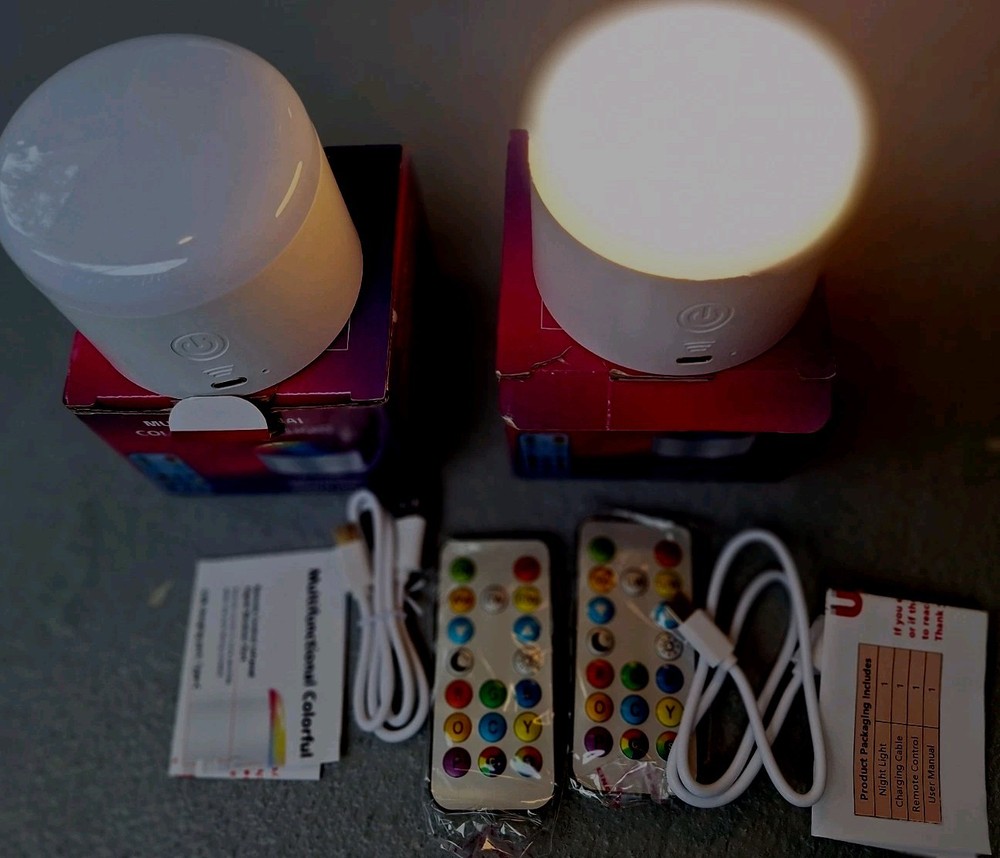 Set 2 Wireless Remote Control Multi functional Colorful Night Light USB Charging