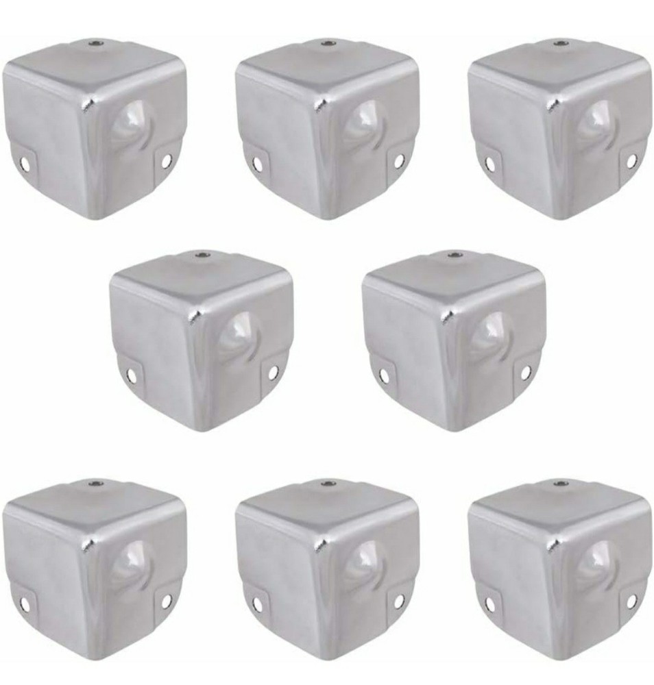 8Pcs Galvanized Tool Box Corner Protectors Aluminum Angle Guard Silver