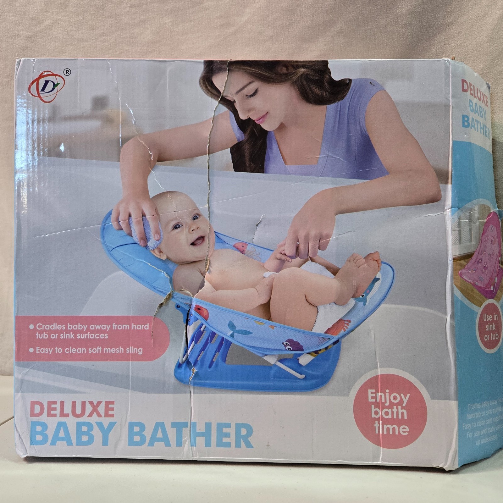 Folding Bath Sling with 3 Position Recline Deluxe Baby Bather - Green NIB