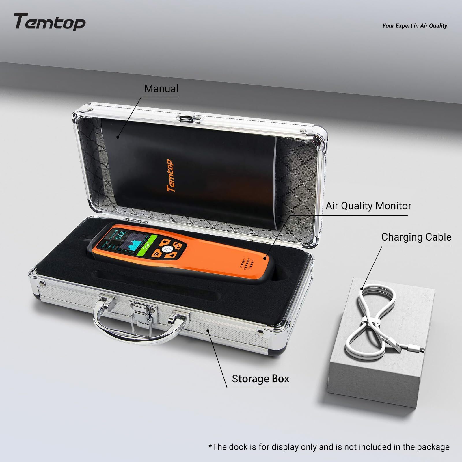 Temtop Air Quality Monitor AQI PM2.5/10 CO2 HCHO Formaldehyde Detector Tester