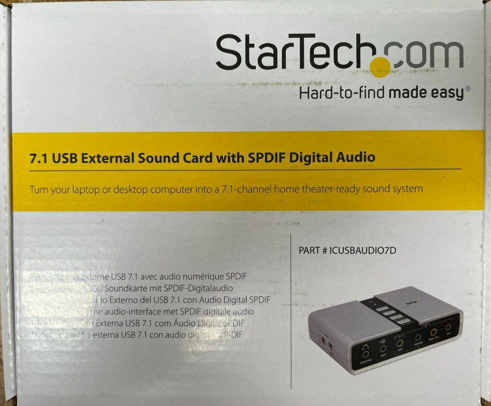 StarTech.com - ICUSBAUDIO7D - 7.1 USB Audio Adapter External Sound Card
