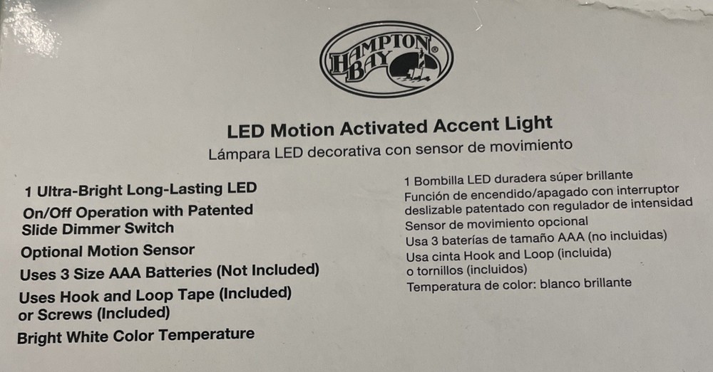 Sensor LED Motion Activated Accent Light Hampton Bay White