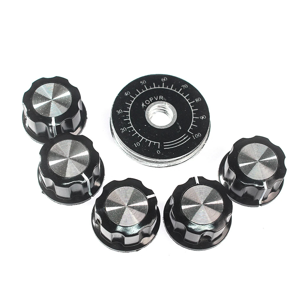Insert Dia Shaft Cap Potentiometer Control Knobs w/Dial Face Plate Rotary Caps