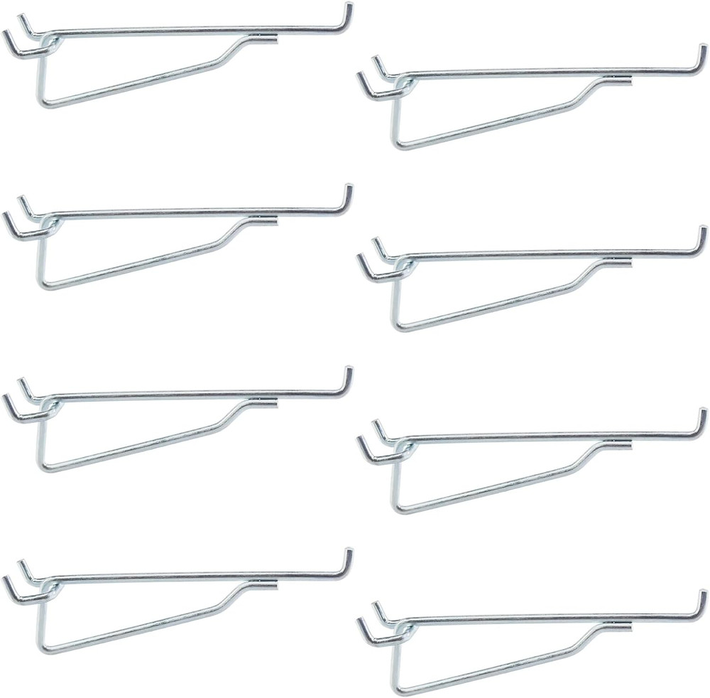 Pegboard Shelf Hooks, 8PACK Metal Utility Hook Set, 1/4 Inch Peg Board Organizer