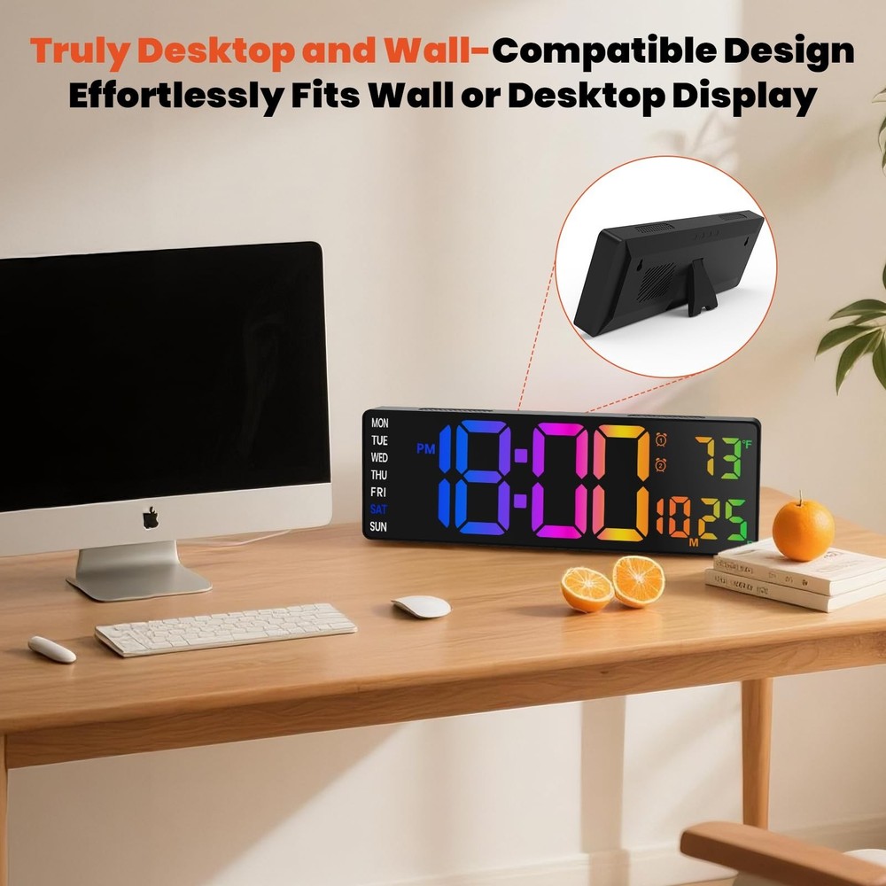 16 Inch Large Digital Wall Clock, Large LED Display Digital Wall Clock with T...