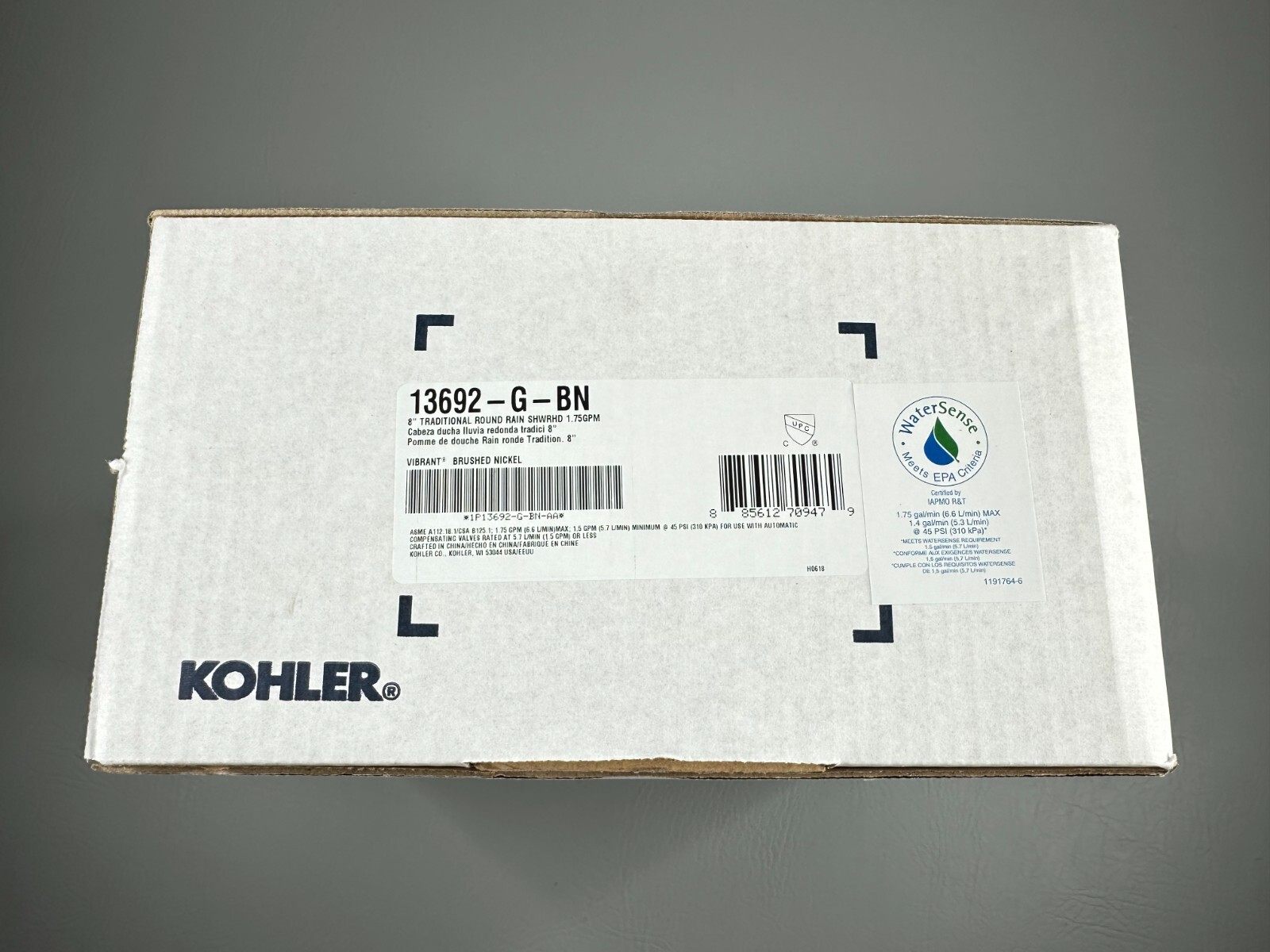 Kohler Traditional Round 8in Rain Showerhead 13692-G-BN Vibrant Brushed Nickle