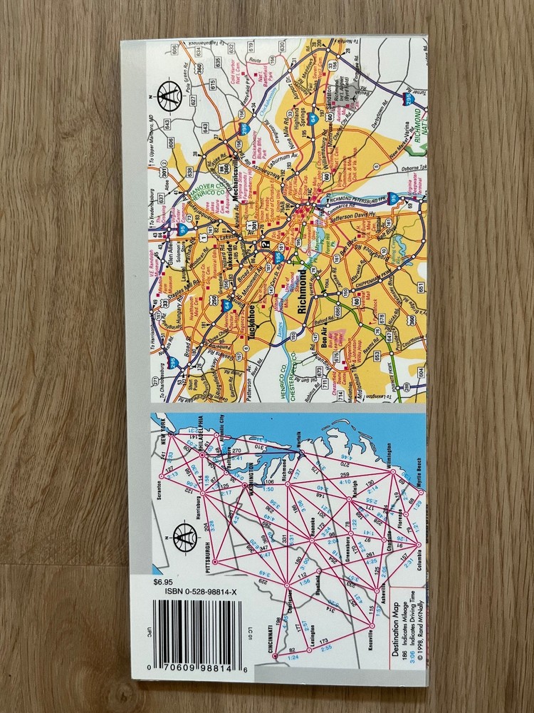 Rand McNally Easy Finder Map Virginia Foldable Packable 1998