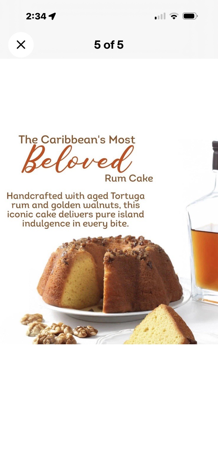TORTUGA Caribbean Original Rum Cake with Walnuts - 16 oz Rum Cake BB: 11/25/26