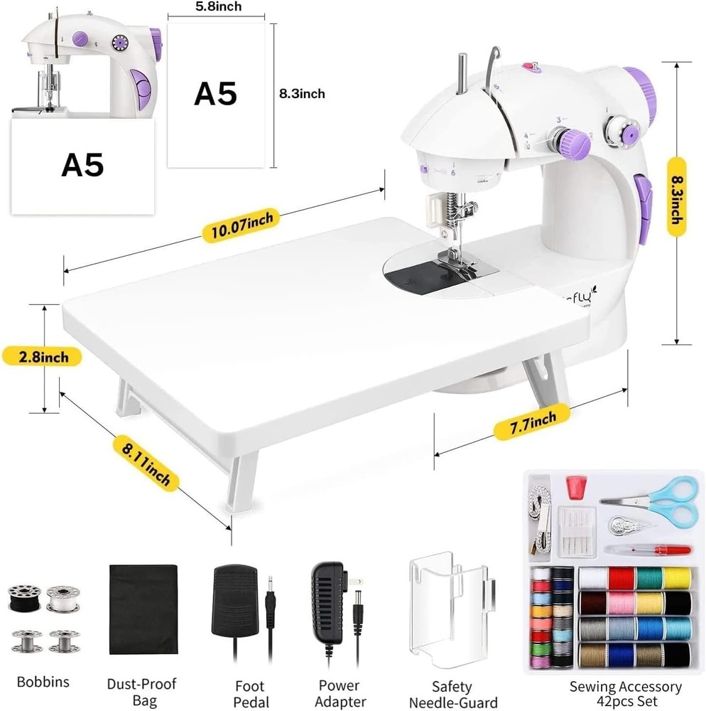 Mini Sewing Machine with Extension Table, Dual Speed Portable Sewing Machine ...