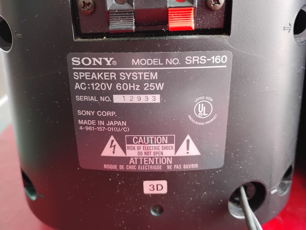 SONY SRS-160 Active Computer Speakers Tested Working