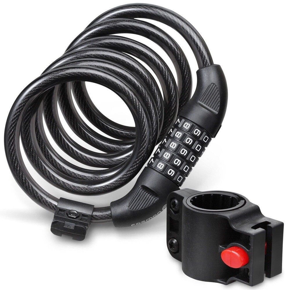 Fosmon Security 5 Digit Combination Bike Cable Lock 6FT w/ Mounting Bracket