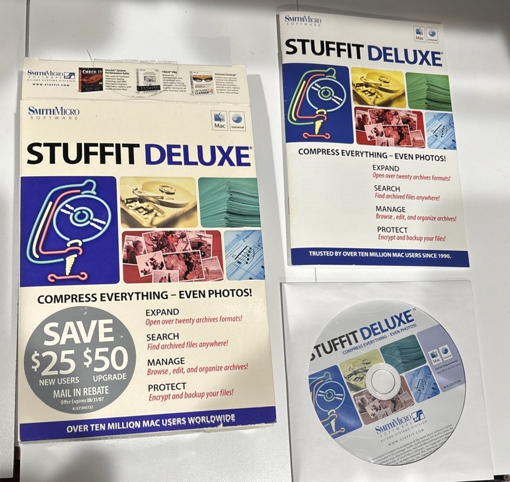 STUFFIT DELUXE Version 11 Vintage Software SmithMicro Mac OS X 10.4 Or Later