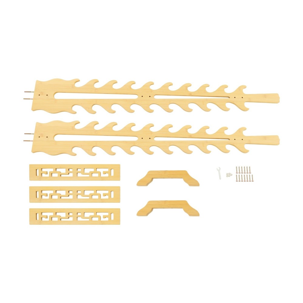 10-Tier Double-Sided Bamboo Sword Rack Display Stand for 20 Swords