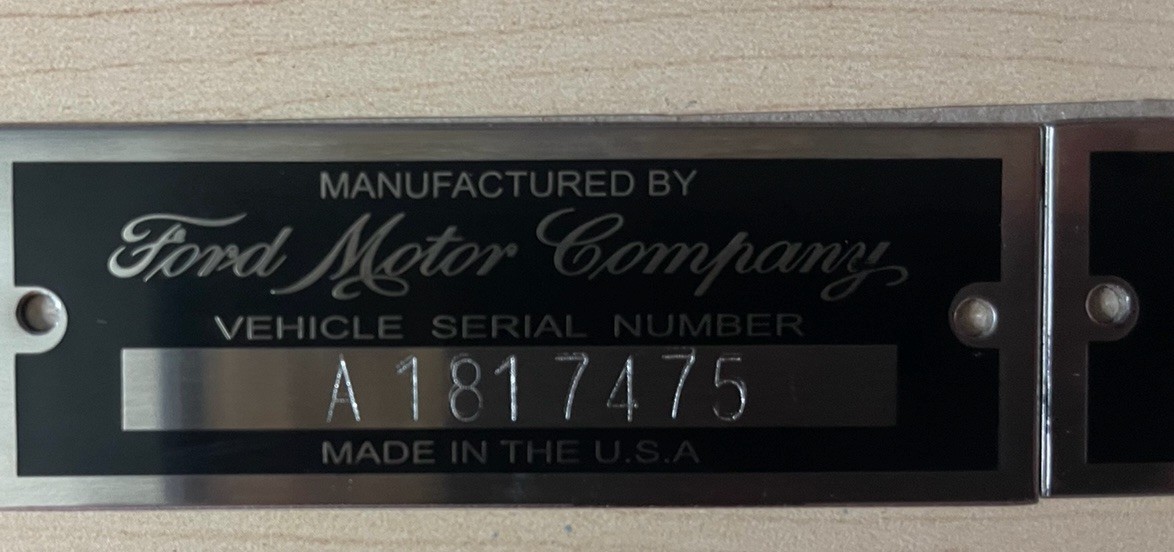 FORD SERIAL NUMBER DATA PLATE MODEL A/B TAG CAR OR TRUCK STAMPED w/ INFORMATION