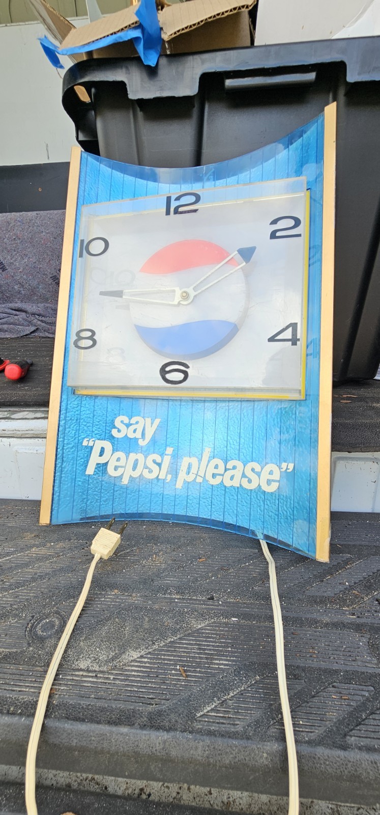 Vintage Say Pepsi Please Sign Clock Light Cola Pepsi-Cola Soda Display Dealer