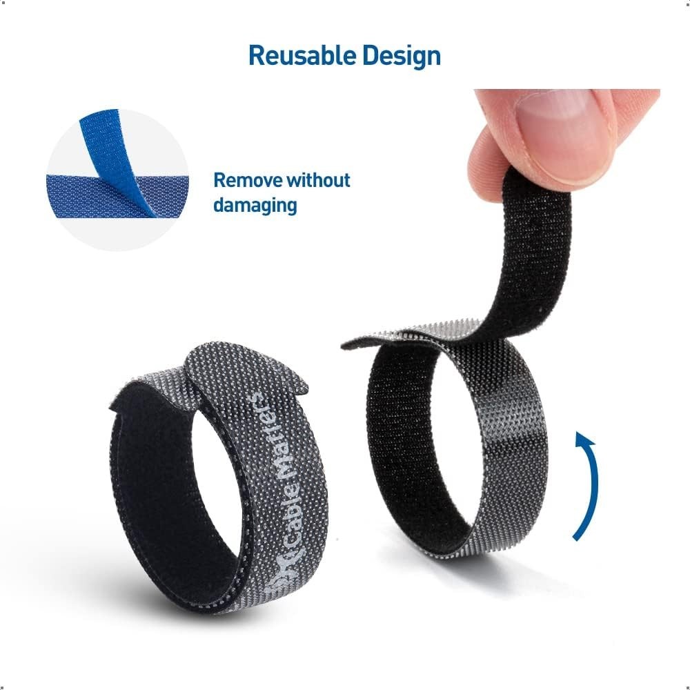 Cable Matters 100-Pack 8-inch Hook-and-Loop Reusable Wire Ties/Cable Ties wit...