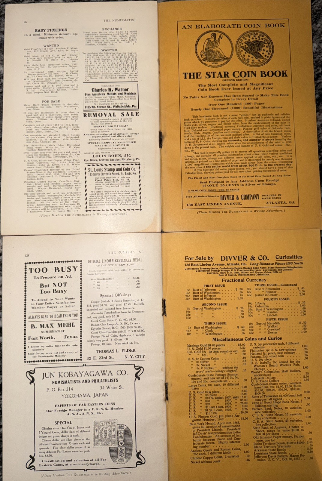 The Numismatist January 1909 Volumes Three & Four Magazine