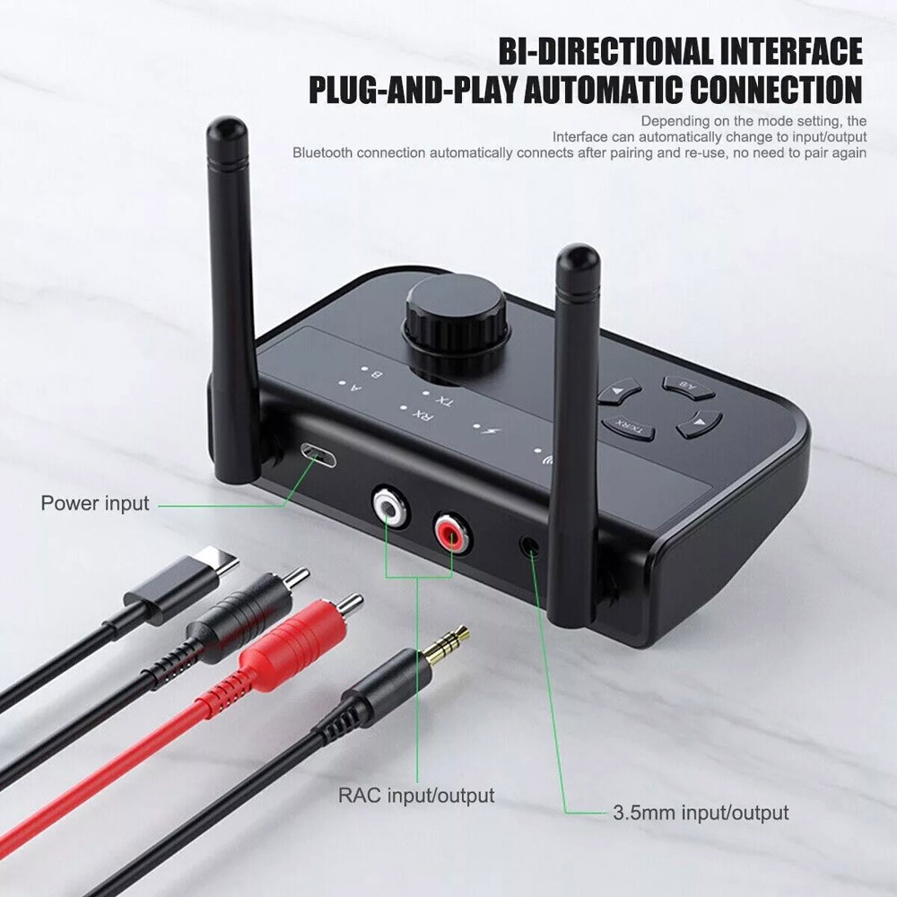 Bluetooth 5.3 Transmitter Receiver Long Range For TV Home Stereo Audio Adapter