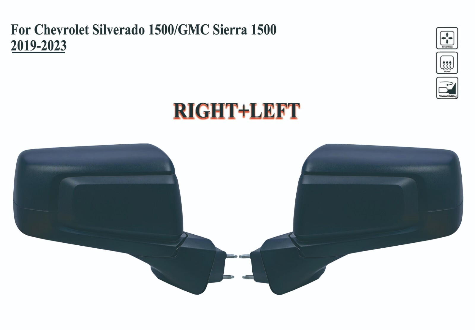 Pair Right and Left Side Mirror Power Heat for Chevro Silverado/GMC Sierra 19-23