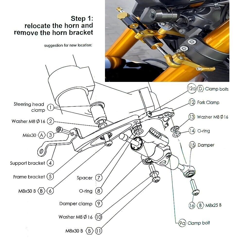 For Yamaha MT-09 / MT09 SP 2021-2025 Steering Stabilizer Damper Mounting Bracket