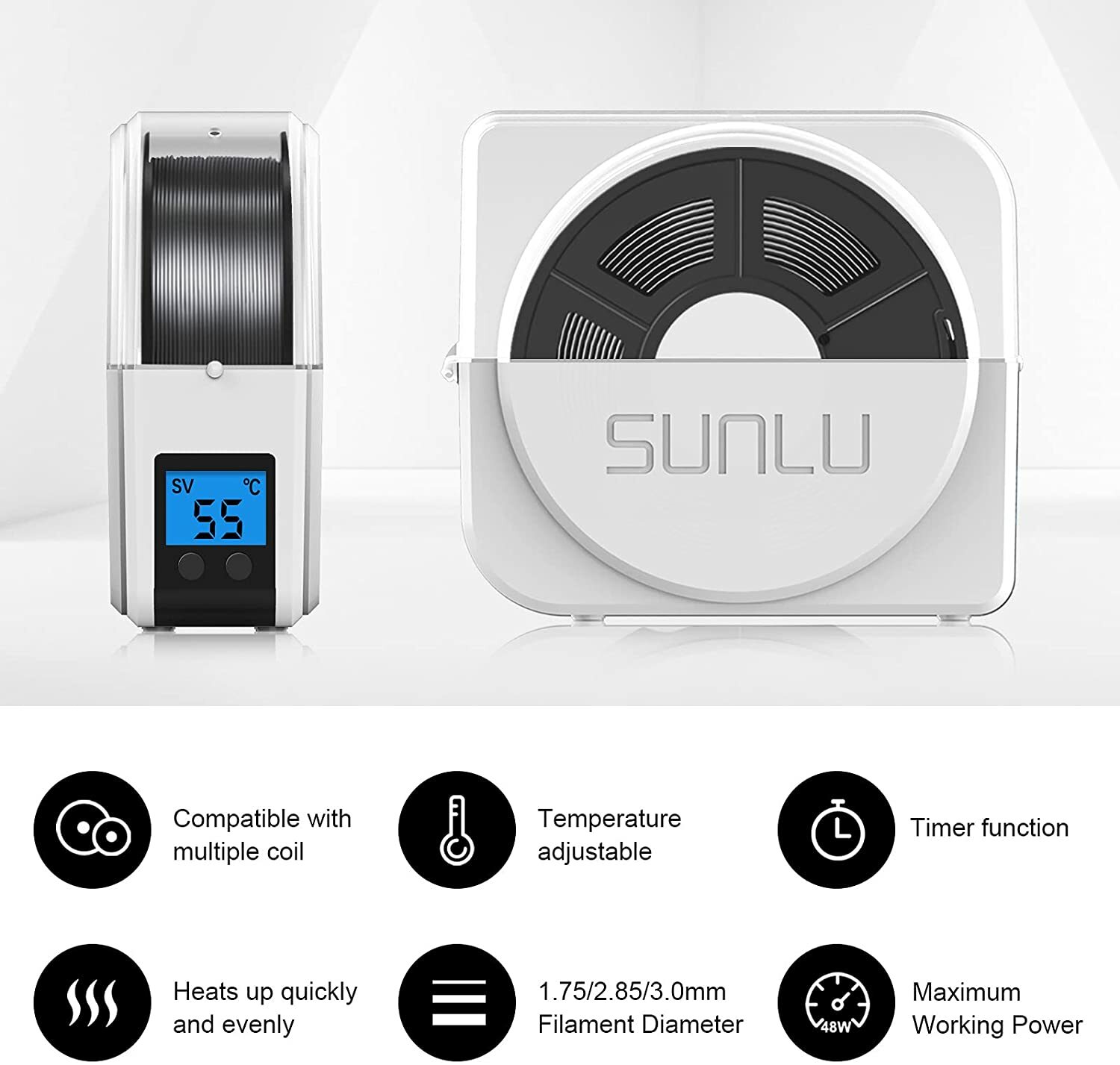 Sunlu S1/Upgraded S2 FilaDryer 3D Printer Filament Dryer 1.75mm Storage Box