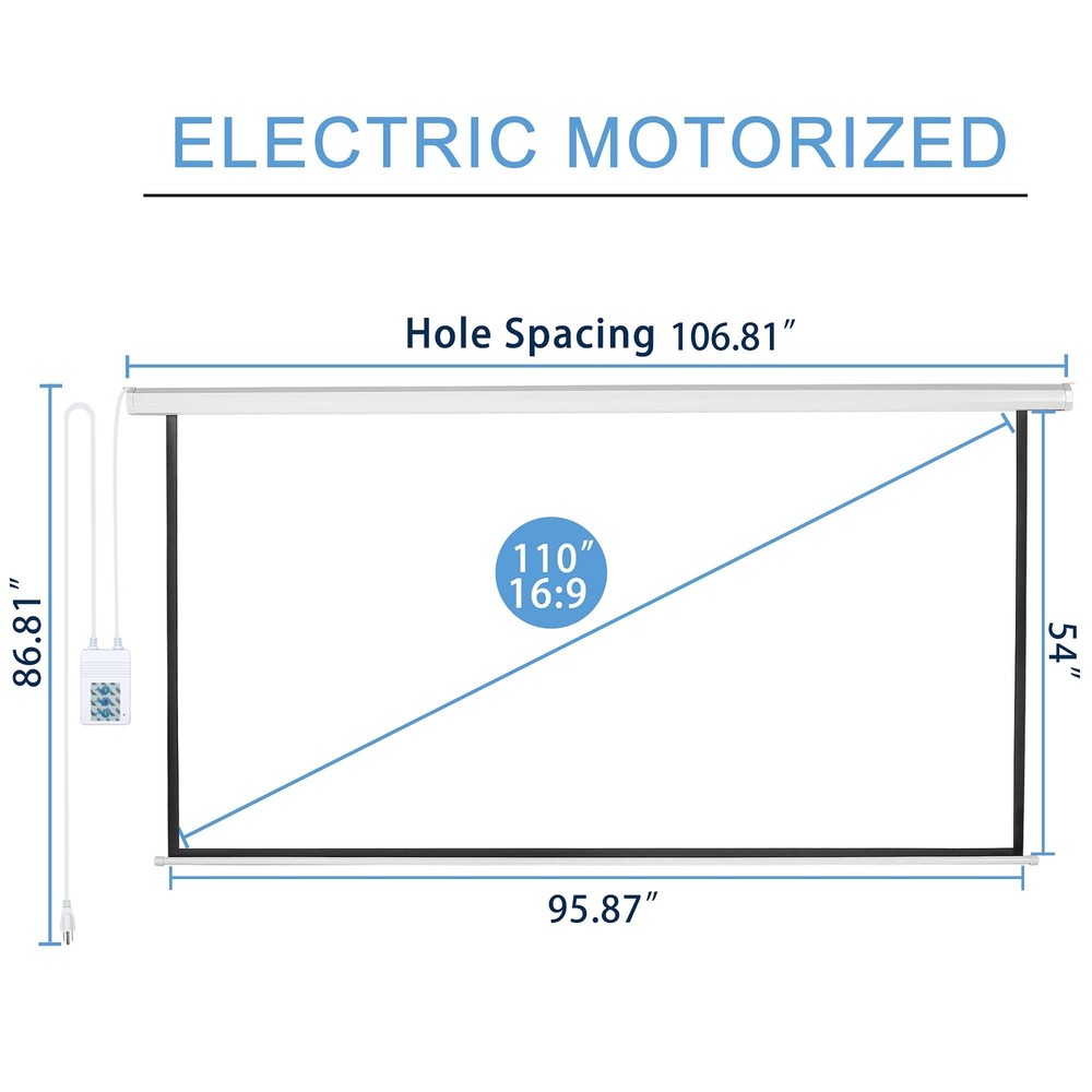 Kayle 110" Motorized Projector Screen Electric Diagonal Automatic Projection ...