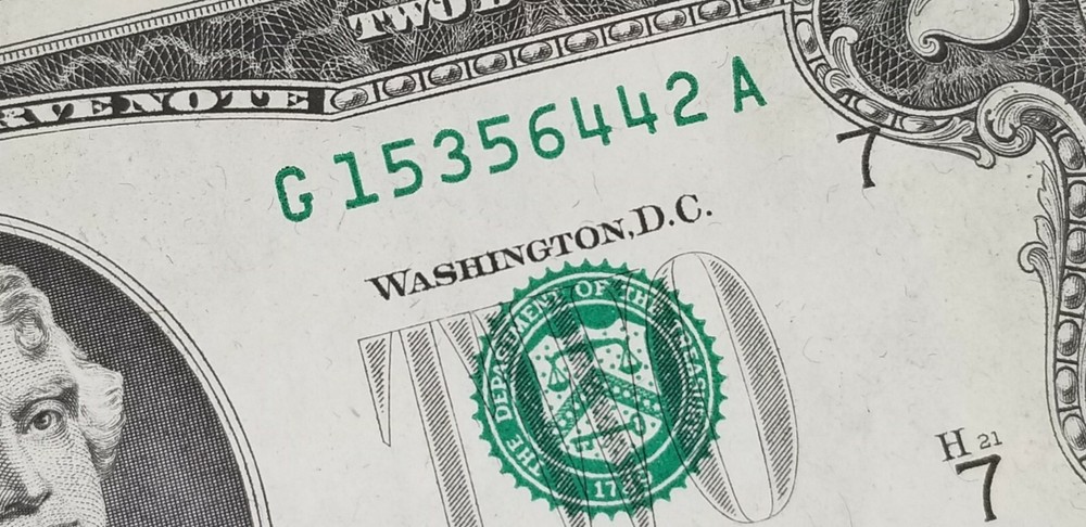 1976 $2 Shift ERROR 15356442 Neff Treasurer Bicentennial Huge shift error uncirc