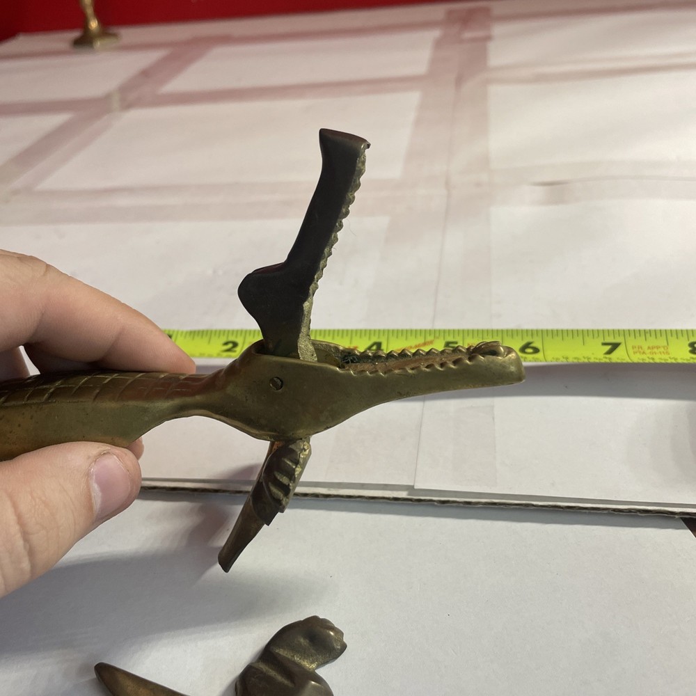 Broken Vintage Brass Alligator Nutcracker