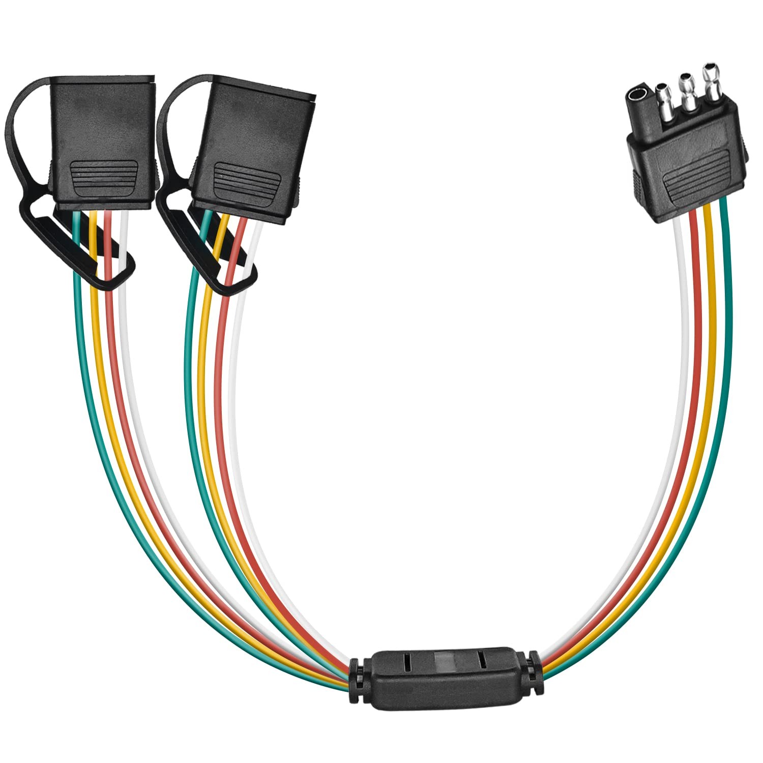 Nilight 4 Way Flat Trailer Y-Splitter Plug and Play Adapter Extension Harness