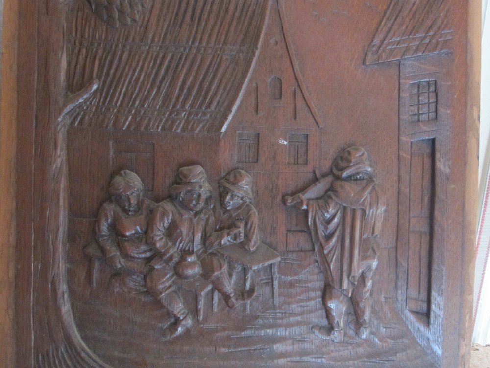 decorative pair off oak carved pannels renaissance style