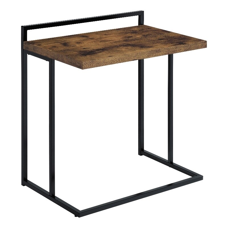 Pemberly Row Rectangular Modern Metal Snack Table in Black/Brown