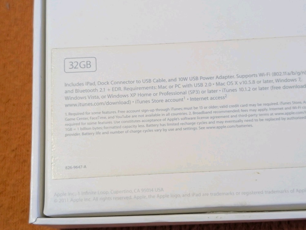 Replacement Empty Box Apple iPad Wi-Fi 32GB Black MC770LL/A