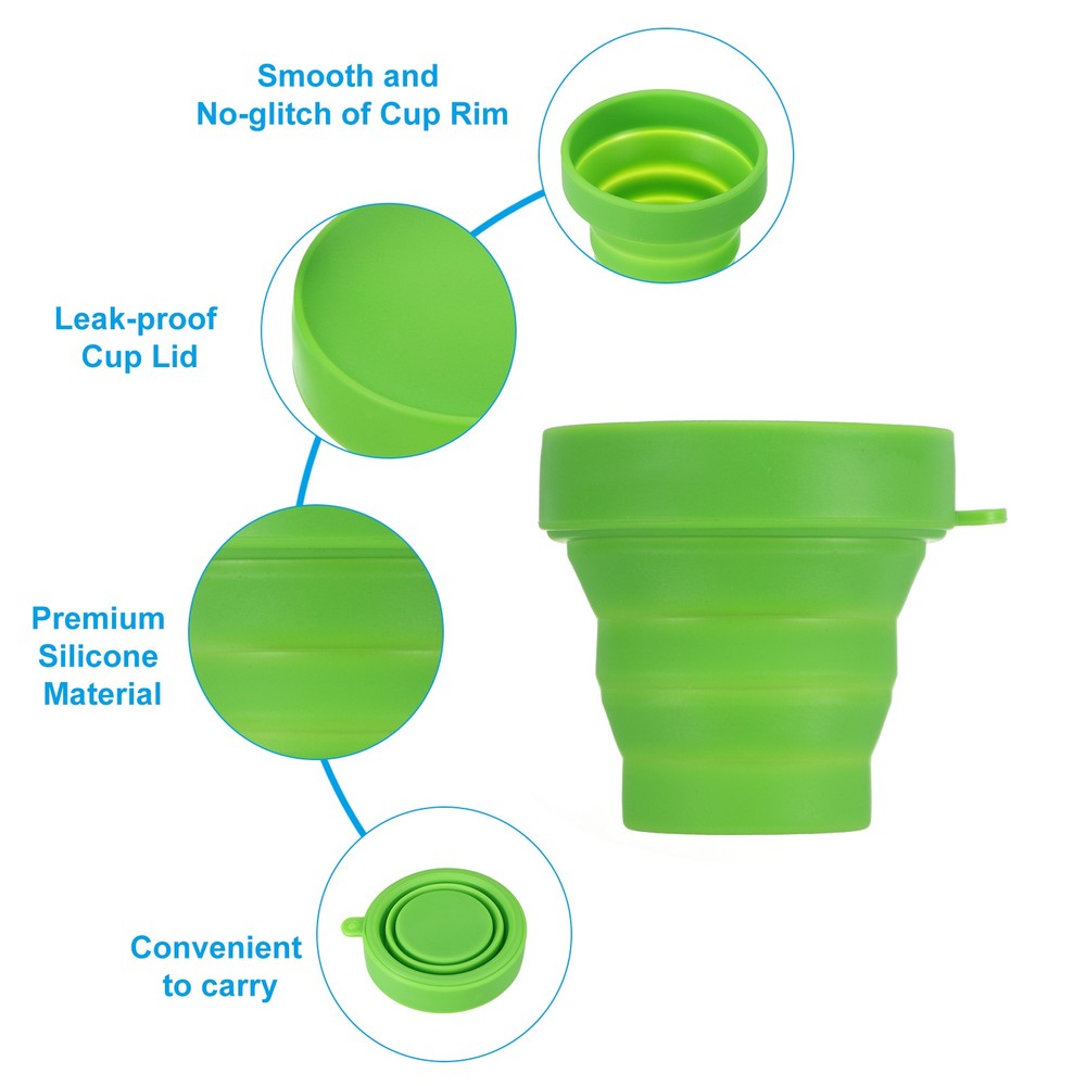 Folding water bottle, 4pcs 170mL folding water cup, green