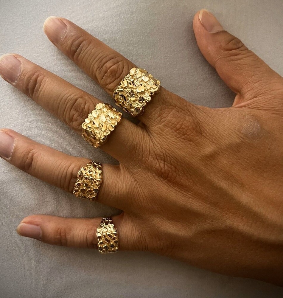 Authentic 14k Gold Nugget Ring Manly Small Medium Large Extra Large Sizes 6-13