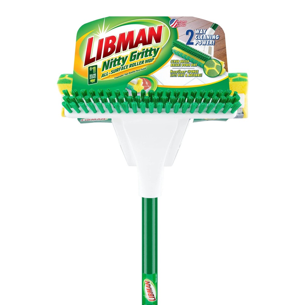 Libman Nitty Gritty Roller Sponge Mop with Scrub Brush