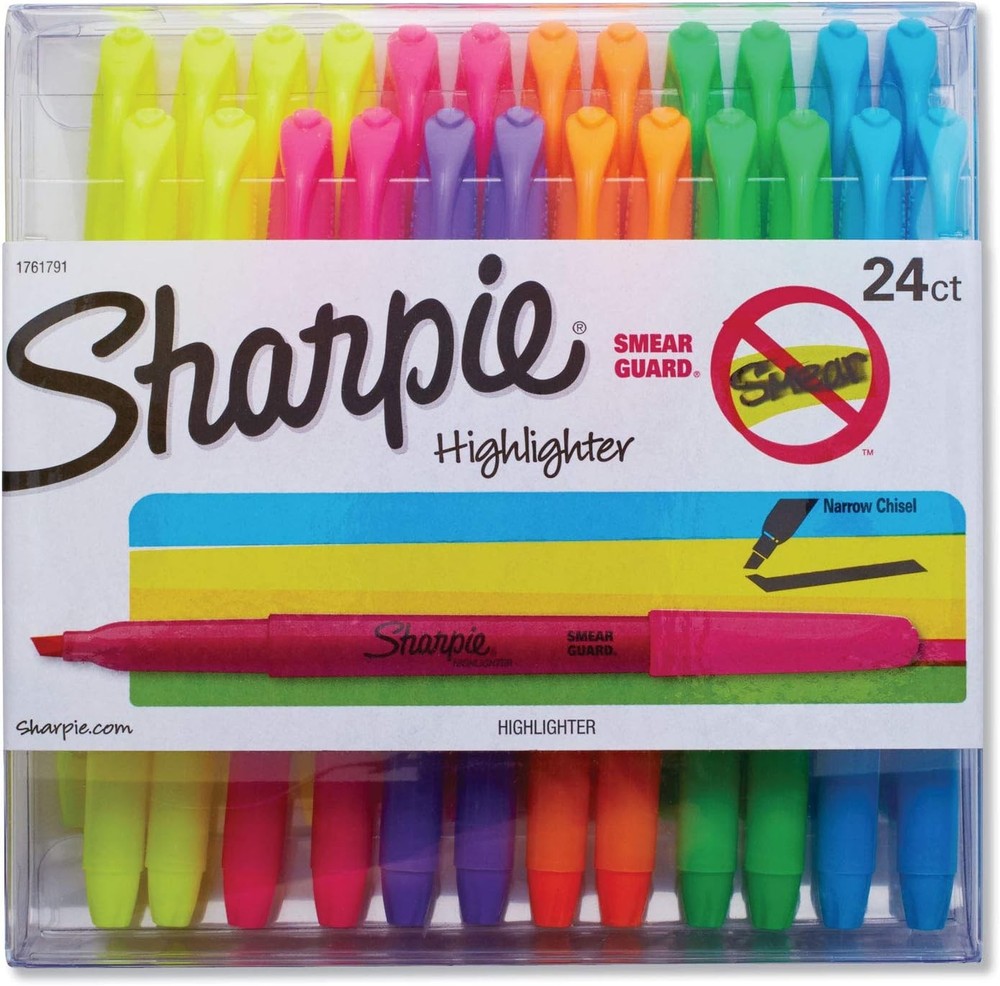 Sharpie Pocket Highlighters Chisel Tip 24 Count (Pack of 1), Assorted