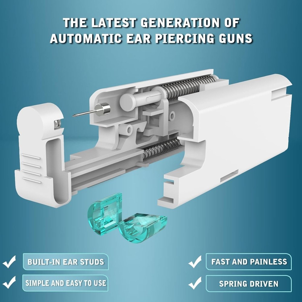 Beginner-Friendly Ear Piercing Kit with 2 Automatic Guns & Hypoallergenic Studs