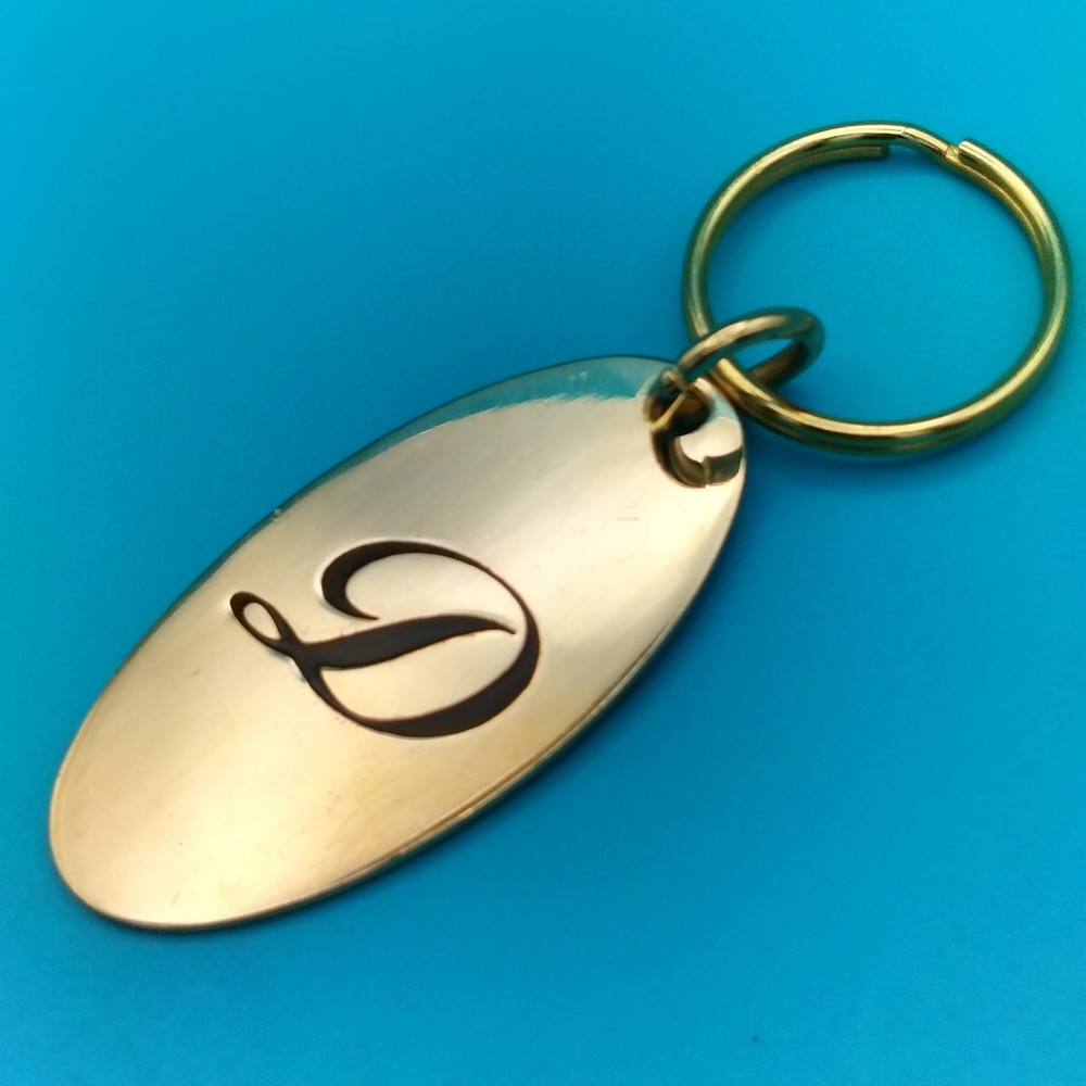 Monogram "D" Initial Solid Brass Premium Keychain